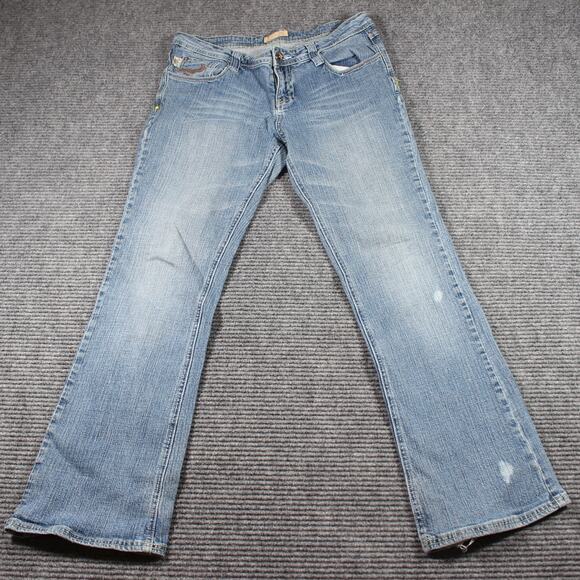 Rock Revolution Jeans Womens 30 Blue Bootcut Light Wash Whiskered - Picture 2 of 10